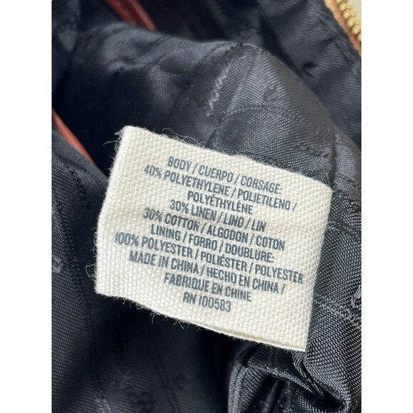 Tommy Bahama Tan Black Woven Tote Bag Brown Strap Large Shoulder Purse Beachy - Picture 5 of 16